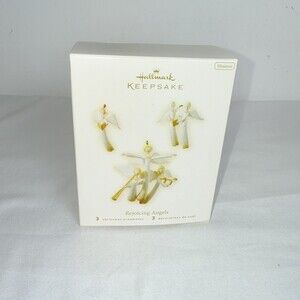 Hallmark White Gold Miniature Set Of 3 Rejoicing Angels Christmas Ornaments